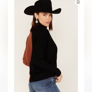 Copper/Black CROPPED FRONT Turtleneck sweater NEW WITH TAGS M